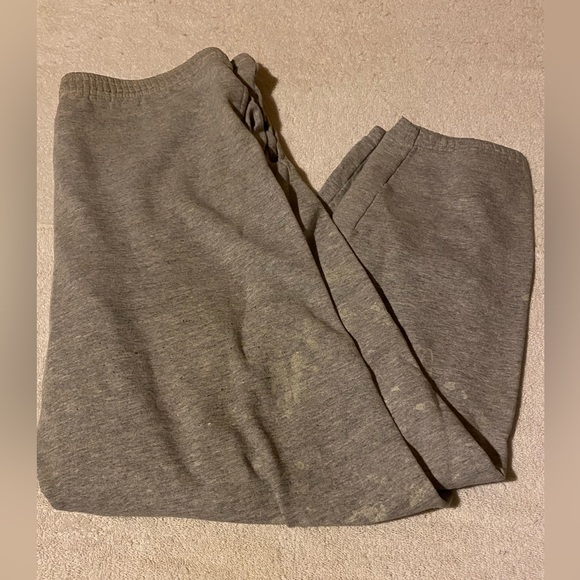 Hanes Premium Sweatpants Adult Medium Gray Paint Stained - Picture 1 of 6